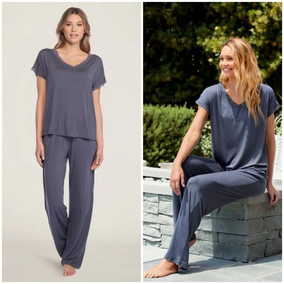 BAREFOOT DREAMS Milk Luxe Jersey Classic Pant ~ Graphite Gray Large L NWOT - Picture 1 of 11